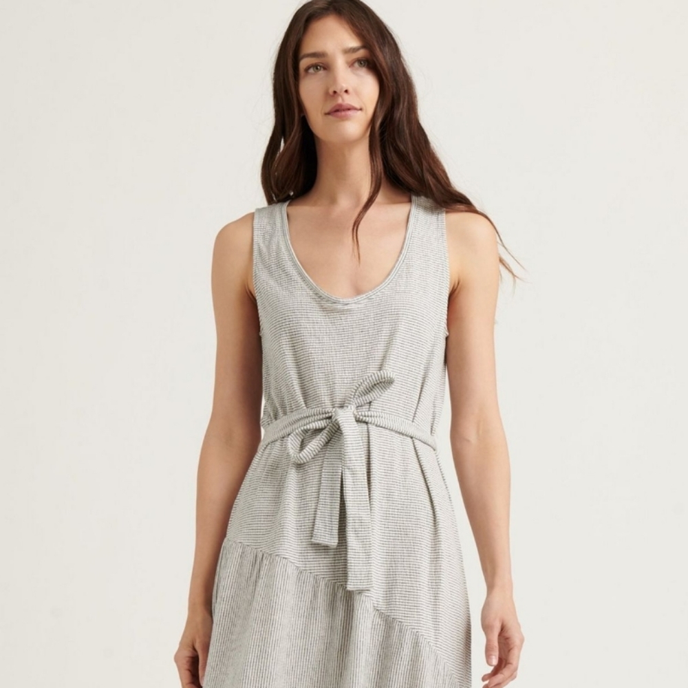 Lucky Brand Eliza Stripe Belted Maxi Dress Sz Small - Picture 3 of 12